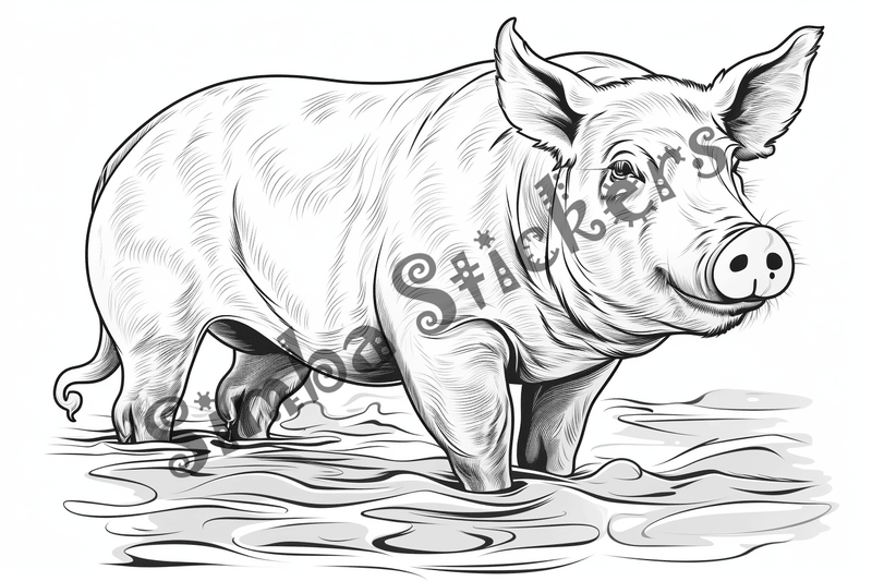 Colouring pages, bundle of pigs, 25 images