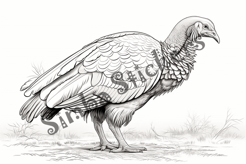 Colouring pages, bundle of individual turkeys, 25 images