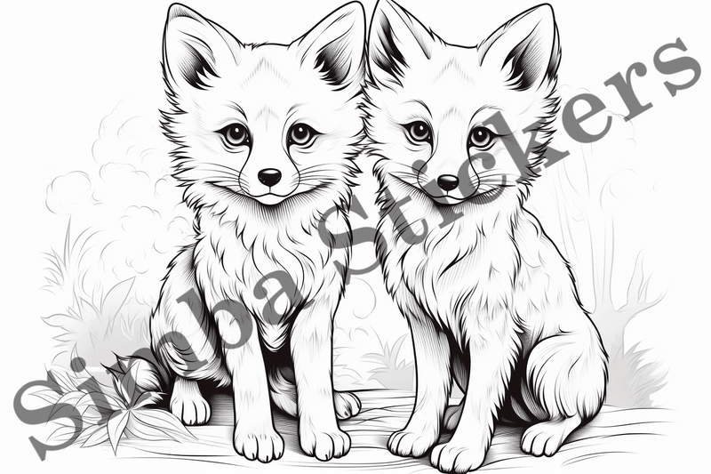 Colouring pages, Bundle of foxes, 25 images