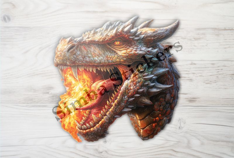 Dragon head, full of fire in mouth