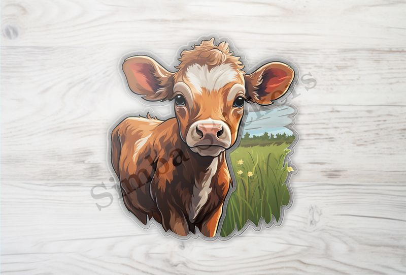 Cattle calf in a field of grass