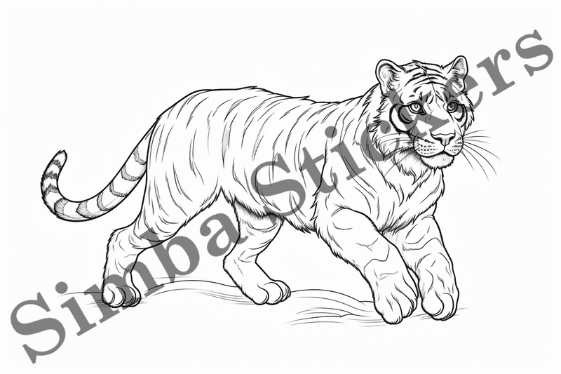 Colouring pages, bundle of tigers, 10 images
