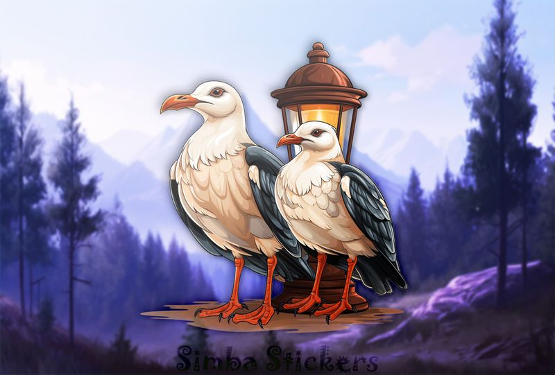 Seagulls standing by a lamp, v5vao5