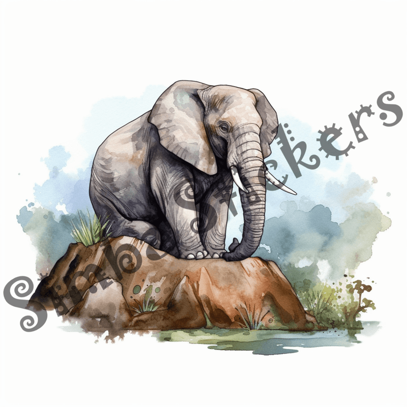 Elephants, watercolour, image set, 25 images, fqfyyp