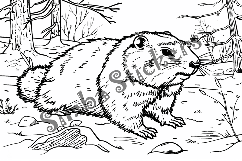 Colouring pages, bundle of groundhogs, 50 images 2