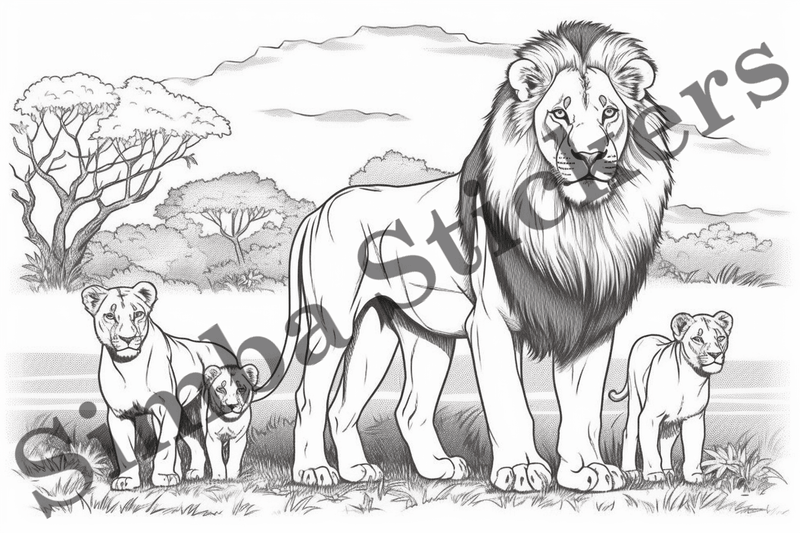 Colouring pages, Bundle of lions, 25 images
