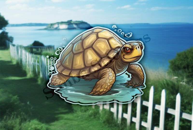 Tortoise walking and splashing