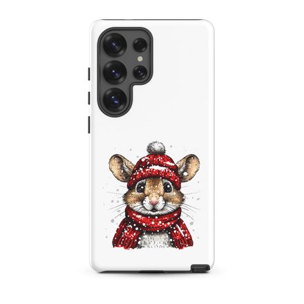 Tough Case for Samsung, Mouse wearing red winter hat and scarf in the snow, xg8dl3