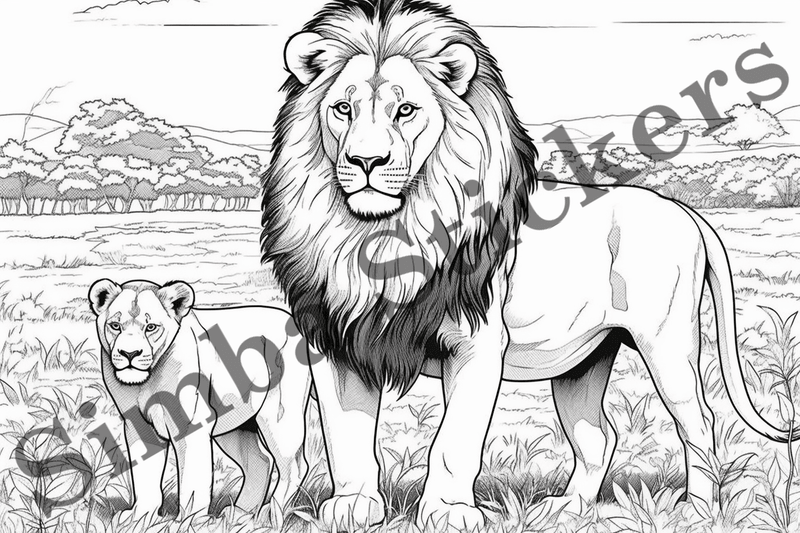 Colouring pages, Bundle of lions, 25 images