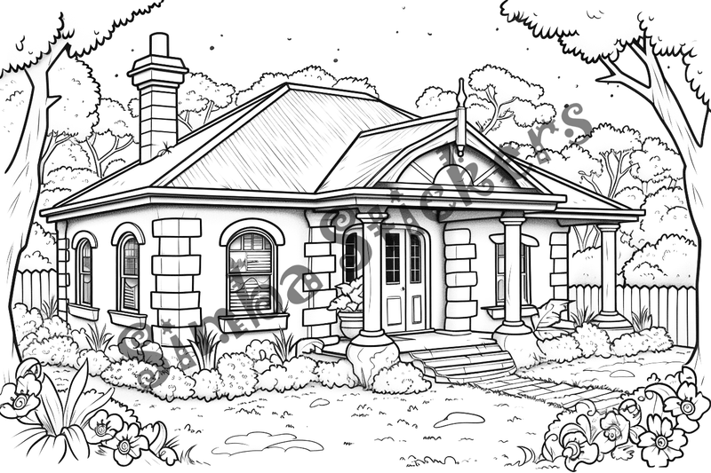 Colouring pages, bundle of houses, 25 images 2