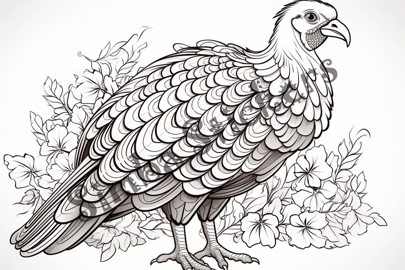 Colouring pages, bundle of individual turkeys, 25 images