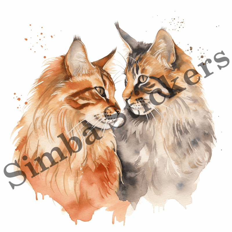 Maine Coon cats in love, image set, 10 images
