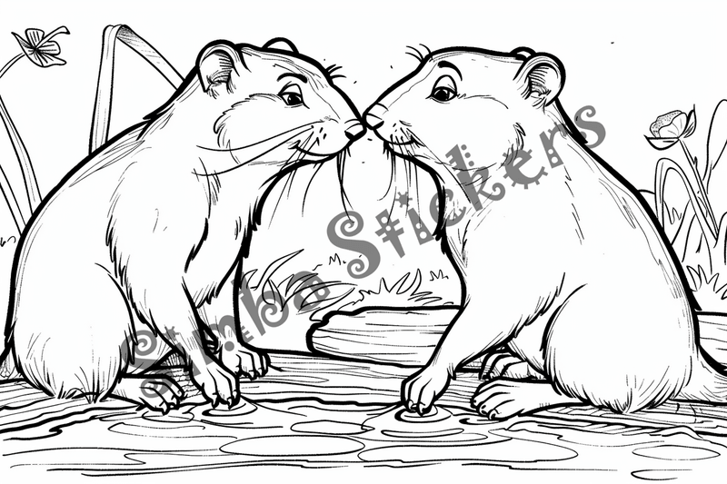 Colouring pages, bundle of beavers, 25 images