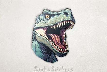Furious green dinosaur roaring