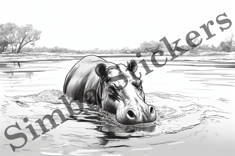 Colouring pages, Bundle of hippos, 25 images