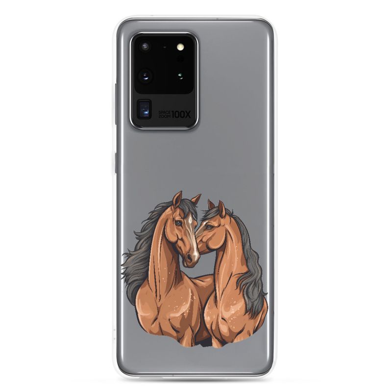 Clear Case for Samsung, Two brown horses snuggling, tdwcyd
