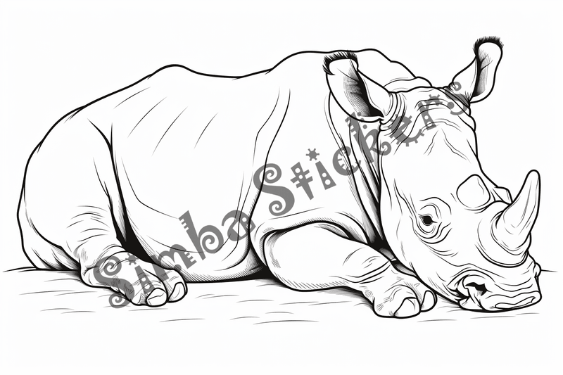 Colouring pages, bundle of rhinos, 25 images