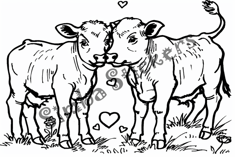 Colouring pages, bundle of cattle in love, 25 images