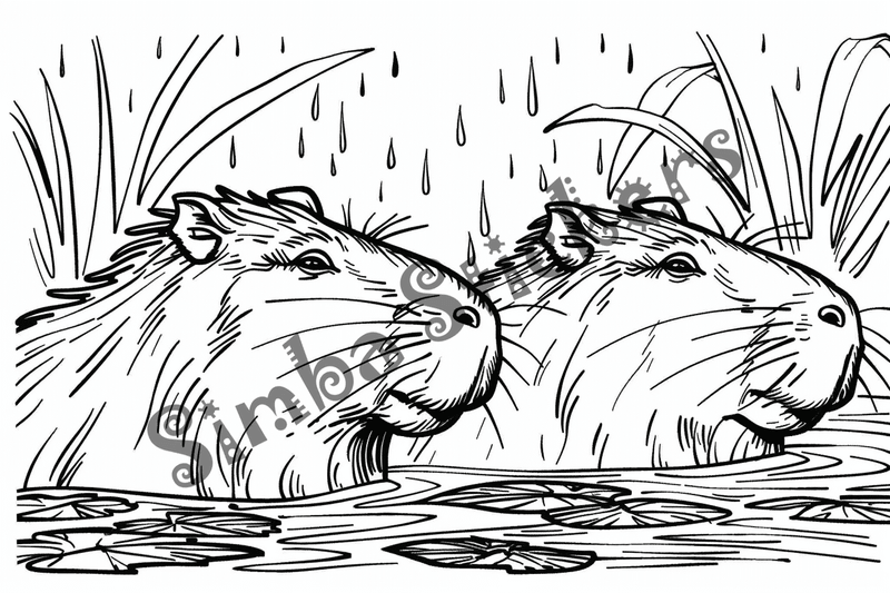 Colouring pages, bundle of capybaras, 50 images