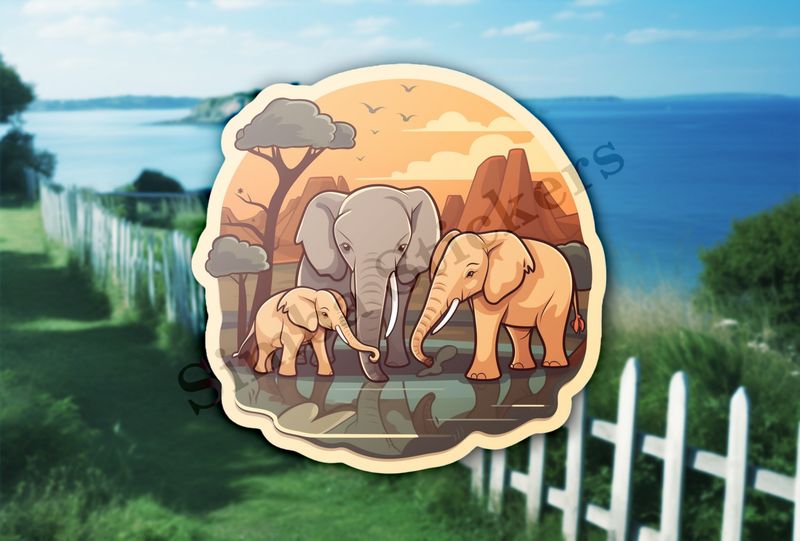 African elephant with calves in the Savanna