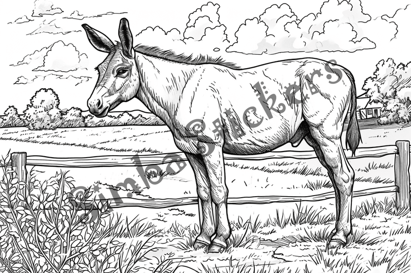 Colouring pages, bundle of mules, 25 images