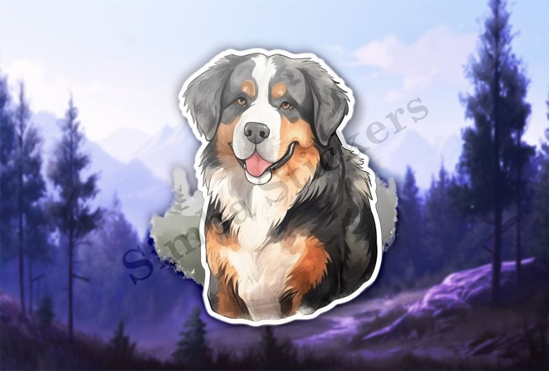 Bernase Mountain dog, watercolour