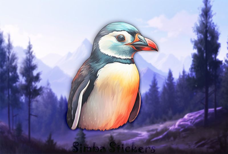Penguin with side-blance, watercolour, 9hkto0