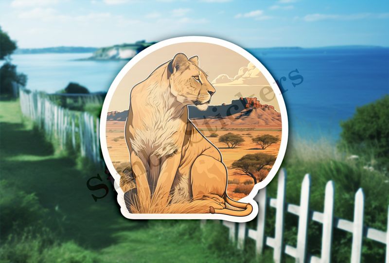 Lioness sitting in the Savanna
