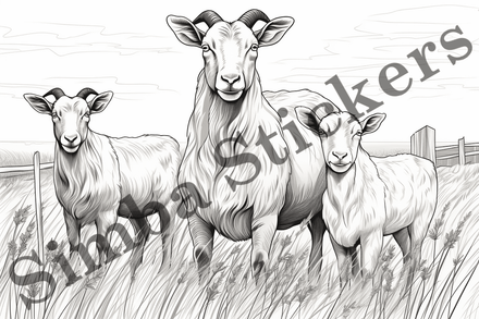 Colouring pages, Bundle of goats, 25 images
