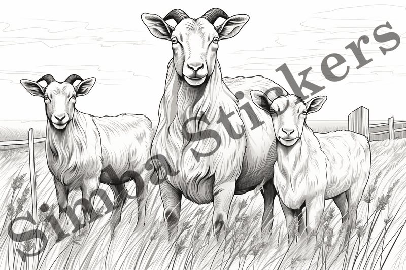 Colouring pages, Bundle of goats, 25 images