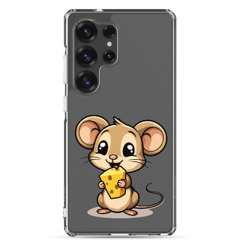 Clear Case for Samsung, Small Mouse happily licking large chunk of cheese, pqapy6