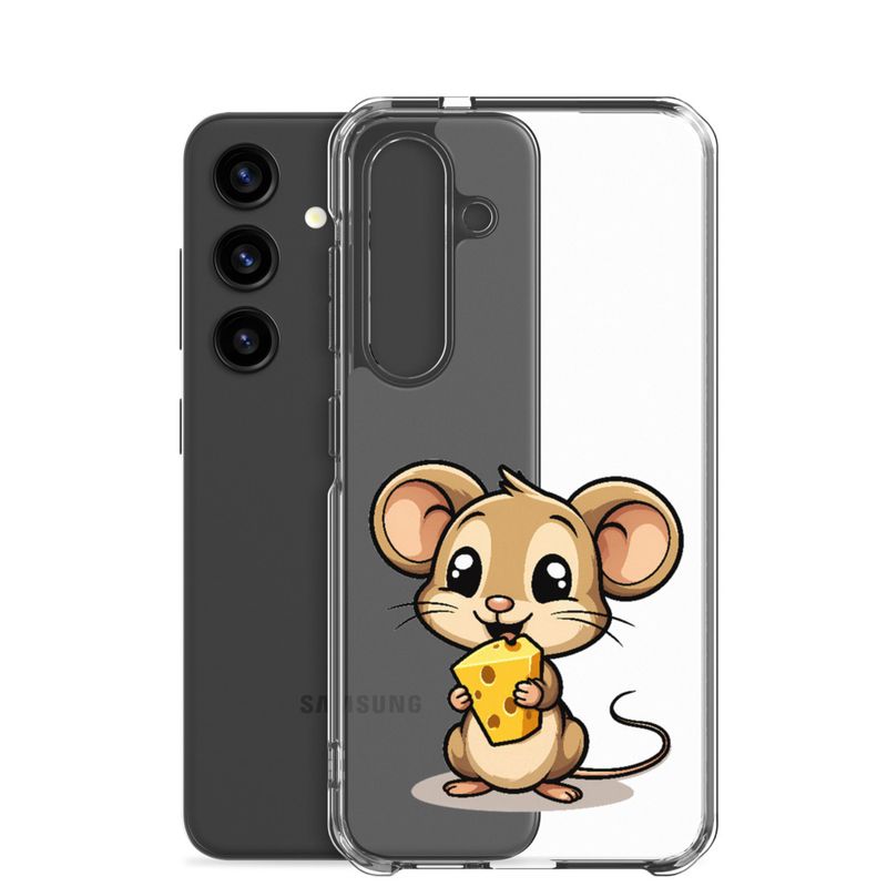 Clear Case for Samsung, Small Mouse happily licking large chunk of cheese, pqapy6