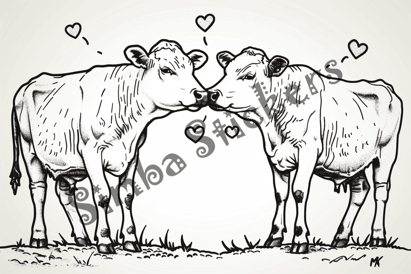 Colouring pages, bundle of cattle in love, 10 images