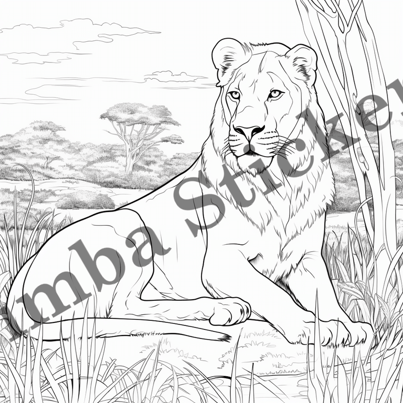 Colouring pages, Bundle of lions, 25 images