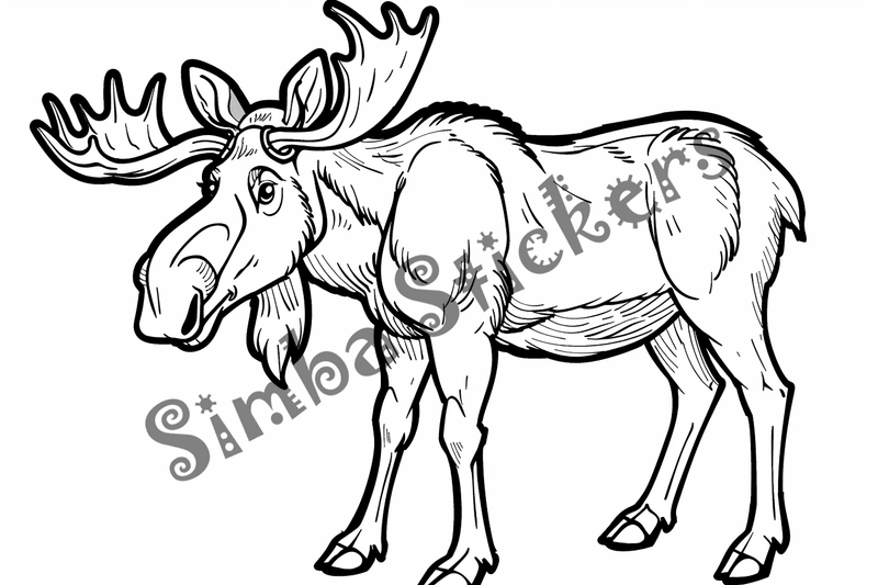 Colouring pages, Bundle of singular moose, 10 images