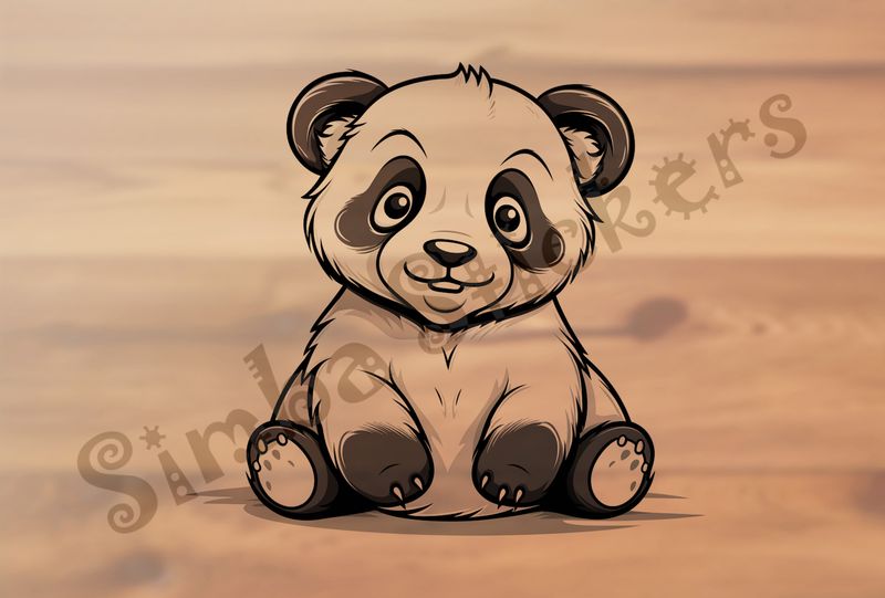 Panda looking cute, sitting, outline art, gdrr7i