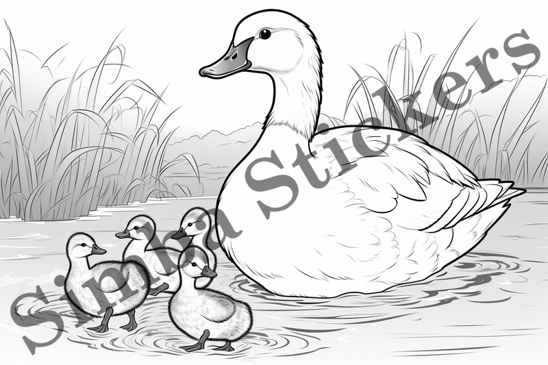 Colouring pages, Bundle of ducks in love, 25 images