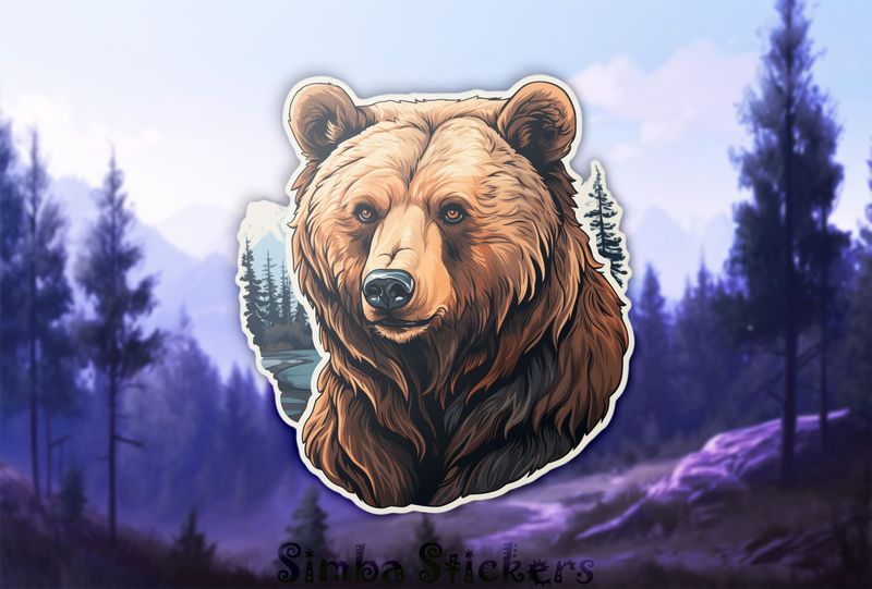 Bear in foresty cut-out, watercolour, jvk0go