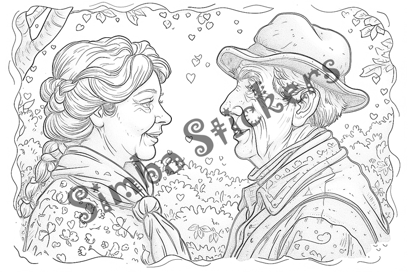 Colouring pages, bundle of people, grandparents and family, 25 images