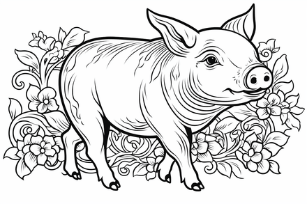 Colouring pages, bundle of pigs, 25 images 2