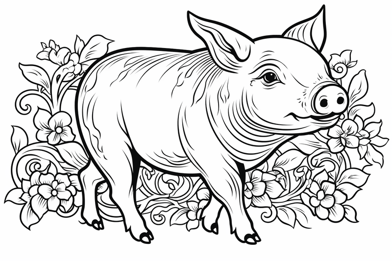 Colouring pages, bundle of pigs, 25 images 2