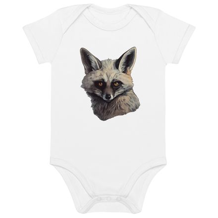 Organic Cotton Baby Bodysuit, 3-18 months, Bat-eared Fox, face 