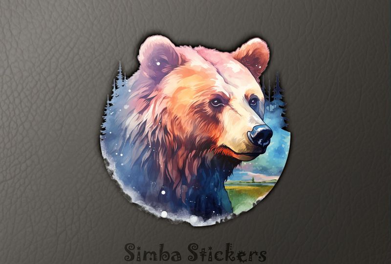 Bear with neutral expression, warm watercolour, vawofh