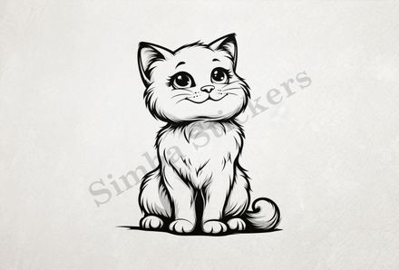 Happy cat, outline art