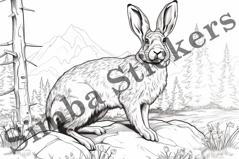 Colouring pages, Bundle of hares, 25 images