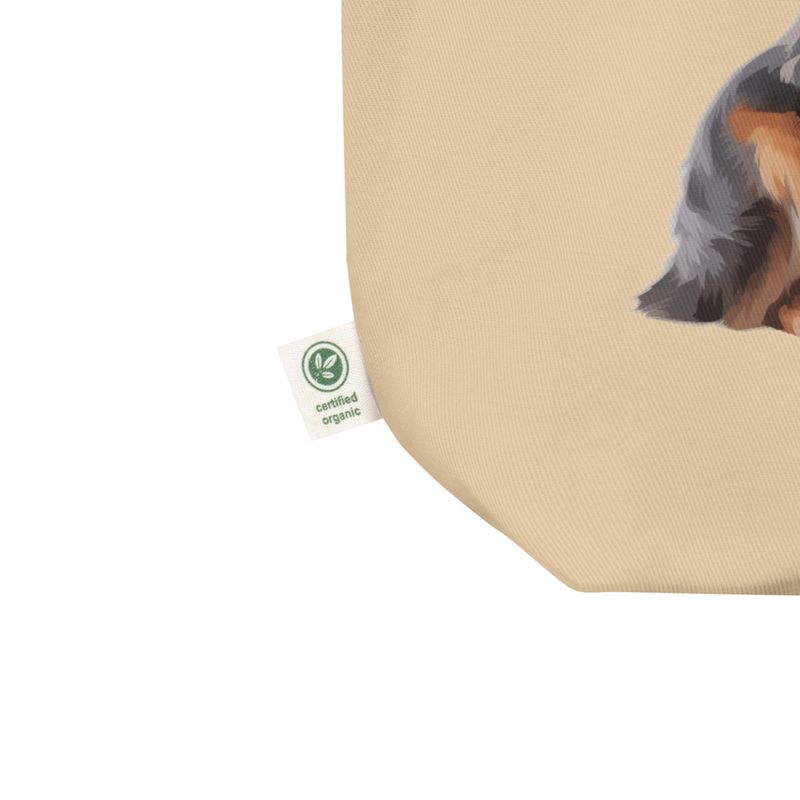Eco Tote Bag, Australian Shepherd dog sitting with tongue out, multiple colours