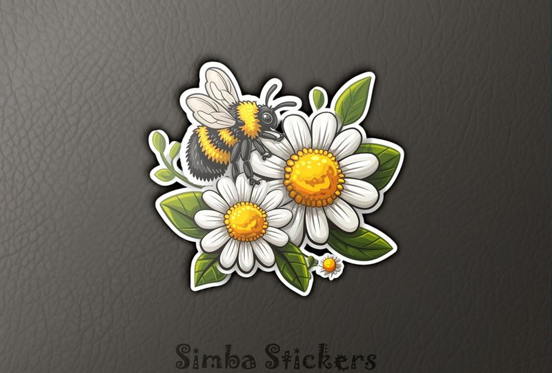Bee buzzing around daisy flowers