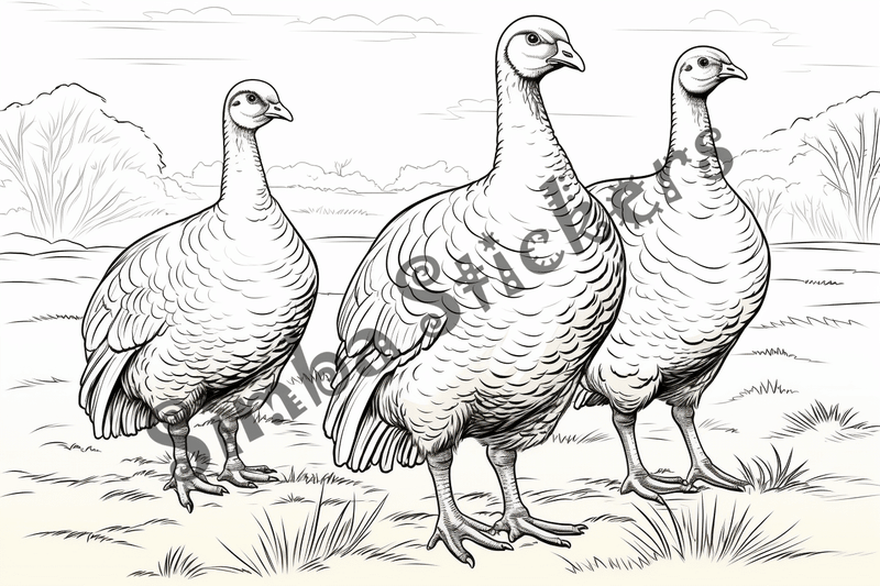 Colouring pages, bundle of turkeys in love, 25 images