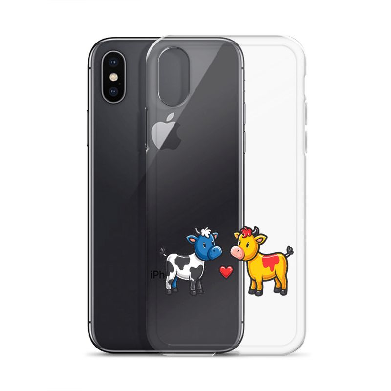 Clear Case for iPhone, Cattle, bull and cow in love, both colourful, zbyzzs