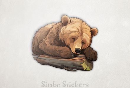 Bear sleeping peacefully on a log, ilr598